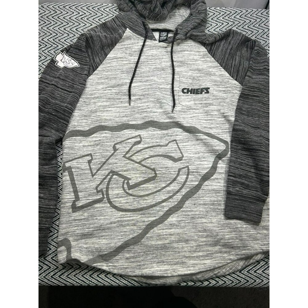 Kansas City Chiefs NFL Team Apparel Gray & Black Hoodie Sweatshirt Men's Size XL